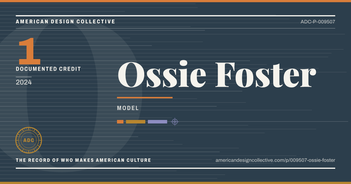 Registry card for Ossie Foster: the ADC seal, Ossie Foster, and how much is on record.