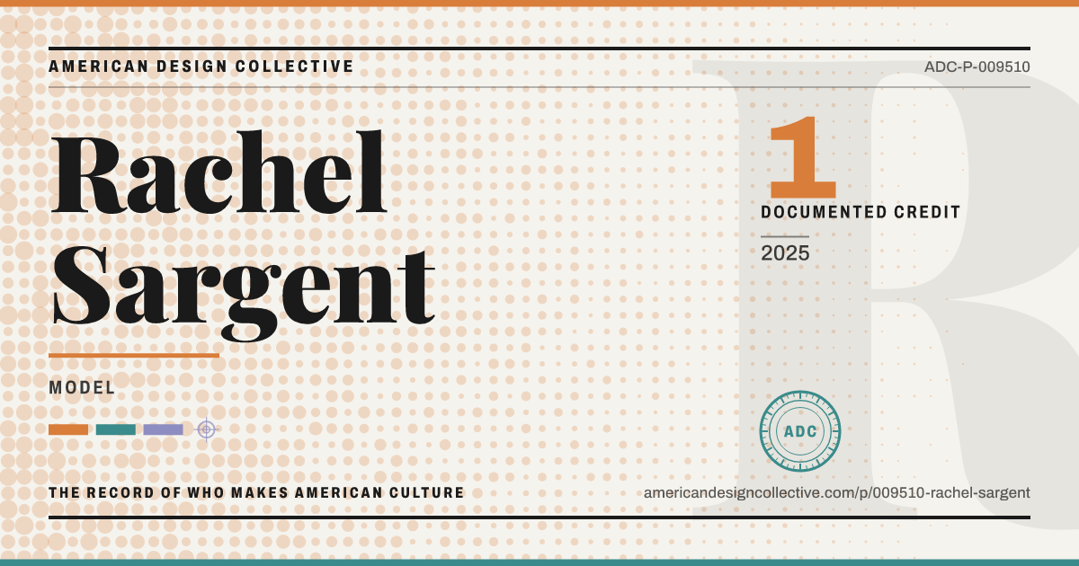 Registry card for Rachel Sargent: the ADC seal, Rachel Sargent, and how much is on record.