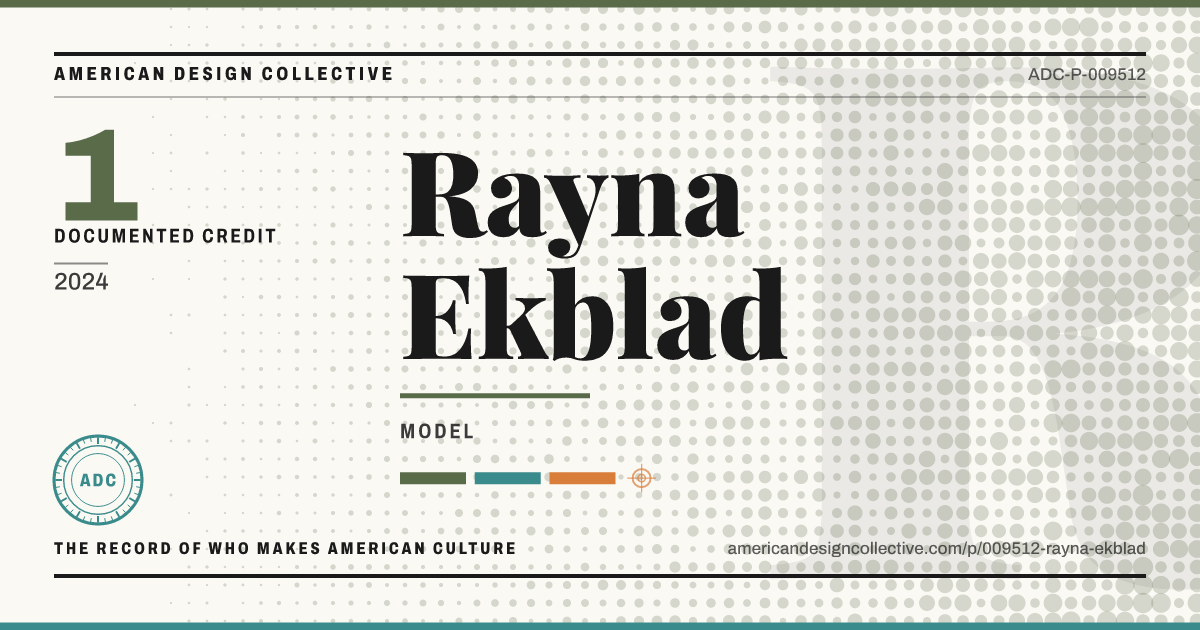 Registry card for Rayna Ekblad: the ADC seal, Rayna Ekblad, and how much is on record.