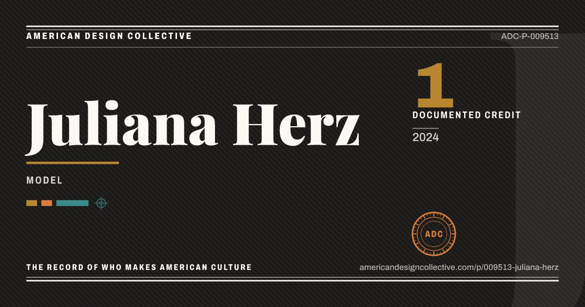 Registry card for Juliana Herz: the ADC seal, Juliana Herz, and how much is on record.