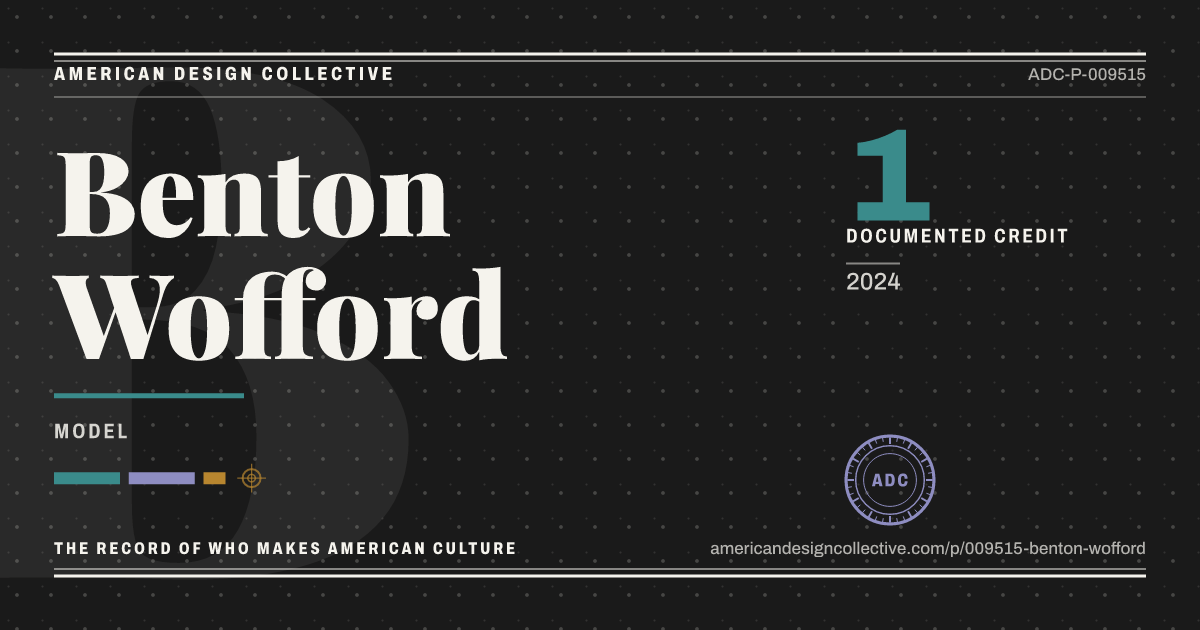 Registry card for Benton Wofford: the ADC seal, Benton Wofford, and how much is on record.