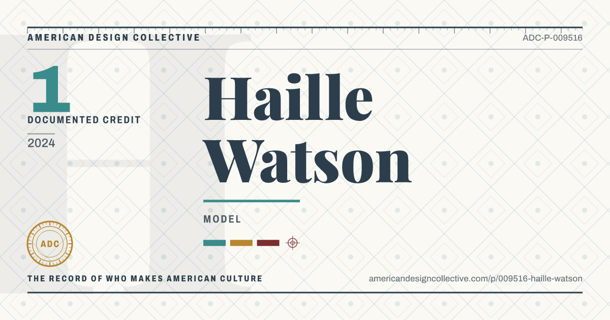 Registry card for Haille Watson: the ADC seal, Haille Watson, and how much is on record.