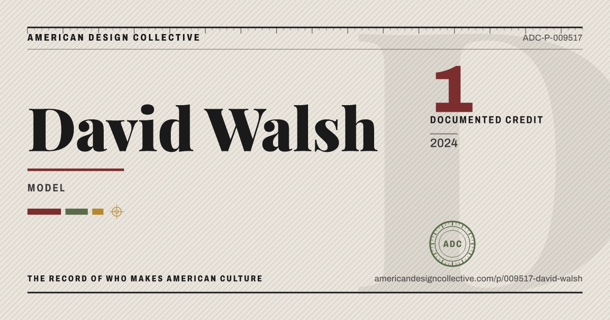 Registry card for David Walsh: the ADC seal, David Walsh, and how much is on record.