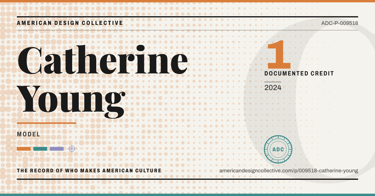 Registry card for Catherine Young: the ADC seal, Catherine Young, and how much is on record.