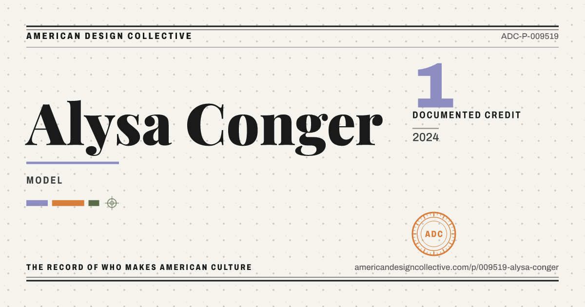 Registry card for Alysa Conger: the ADC seal, Alysa Conger, and how much is on record.