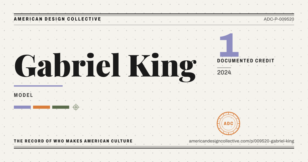 Registry card for Gabriel King: the ADC seal, Gabriel King, and how much is on record.