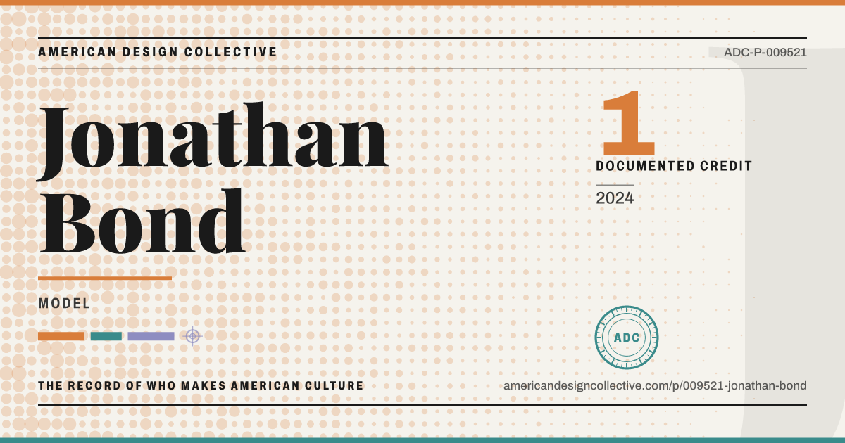 Registry card for Jonathan Bond: the ADC seal, Jonathan Bond, and how much is on record.