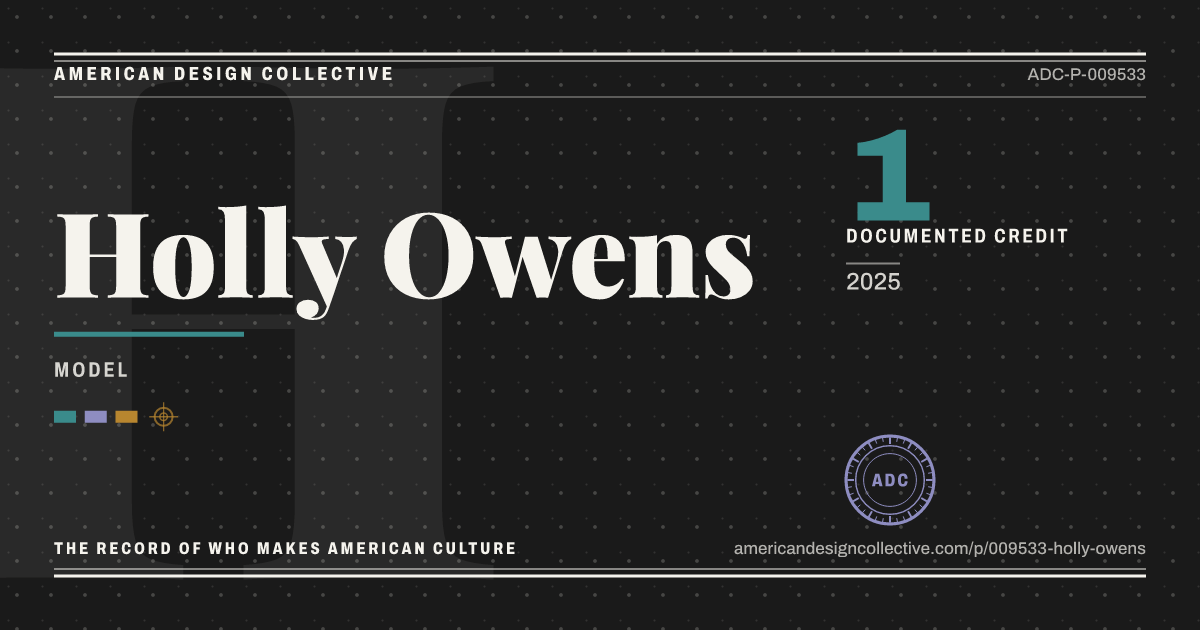 Registry card for Holly Owens: the ADC seal, Holly Owens, and how much is on record.