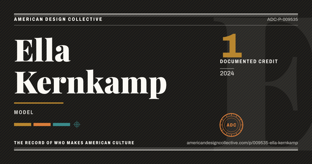 Registry card for Ella Kernkamp: the ADC seal, Ella Kernkamp, and how much is on record.