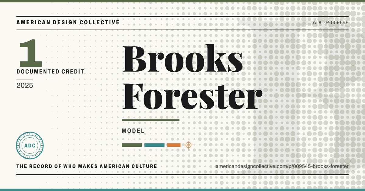 Registry card for Brooks Forester: the ADC seal, Brooks Forester, and how much is on record.