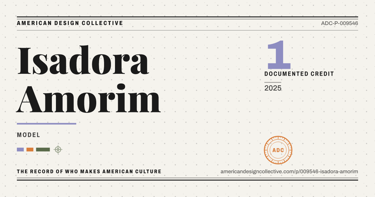 Registry card for Isadora Amorim: the ADC seal, Isadora Amorim, and how much is on record.