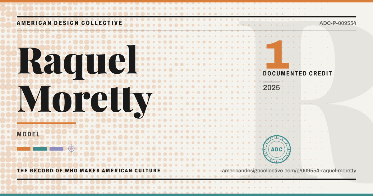 Registry card for Raquel Moretty: the ADC seal, Raquel Moretty, and how much is on record.