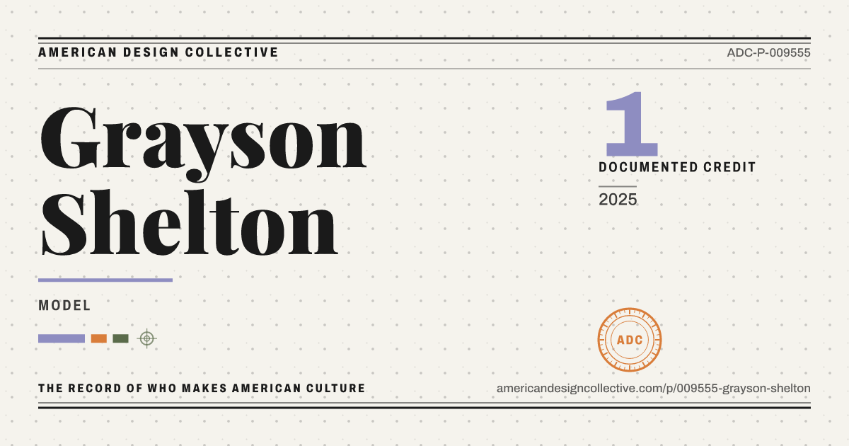 Registry card for Grayson Shelton: the ADC seal, Grayson Shelton, and how much is on record.