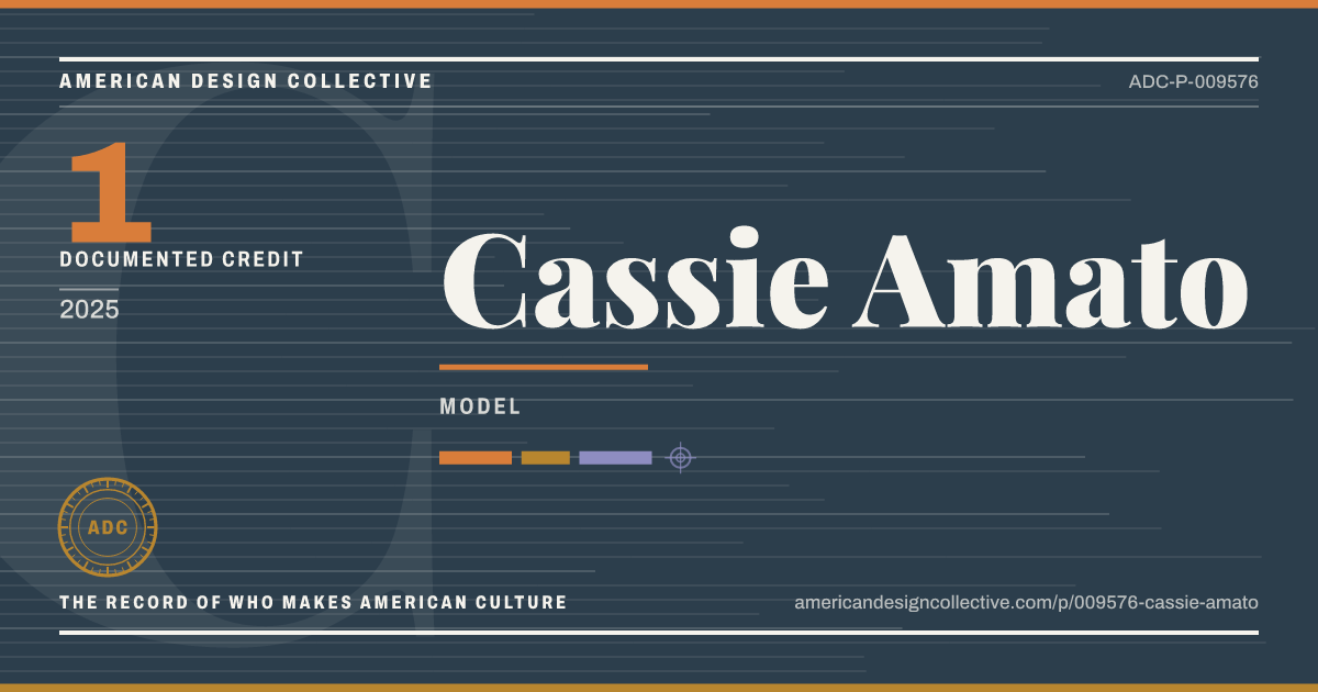Registry card for Cassie Amato: the ADC seal, Cassie Amato, and how much is on record.