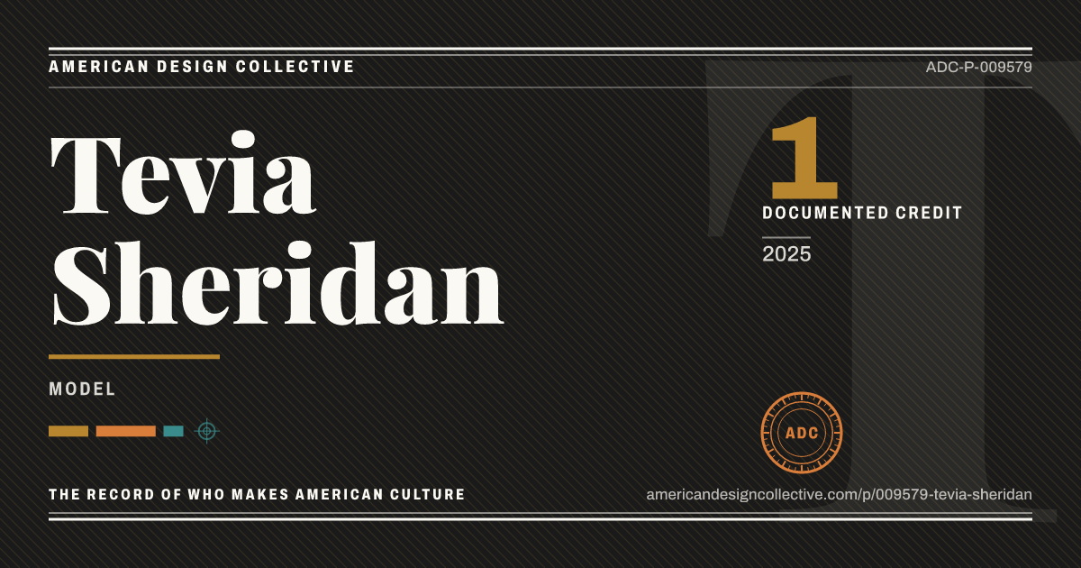 Registry card for Tevia Sheridan: the ADC seal, Tevia Sheridan, and how much is on record.