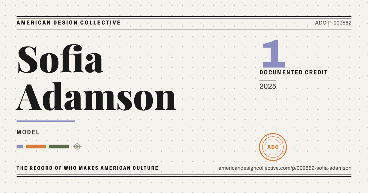 Registry card for Sofia Adamson: the ADC seal, Sofia Adamson, and how much is on record.