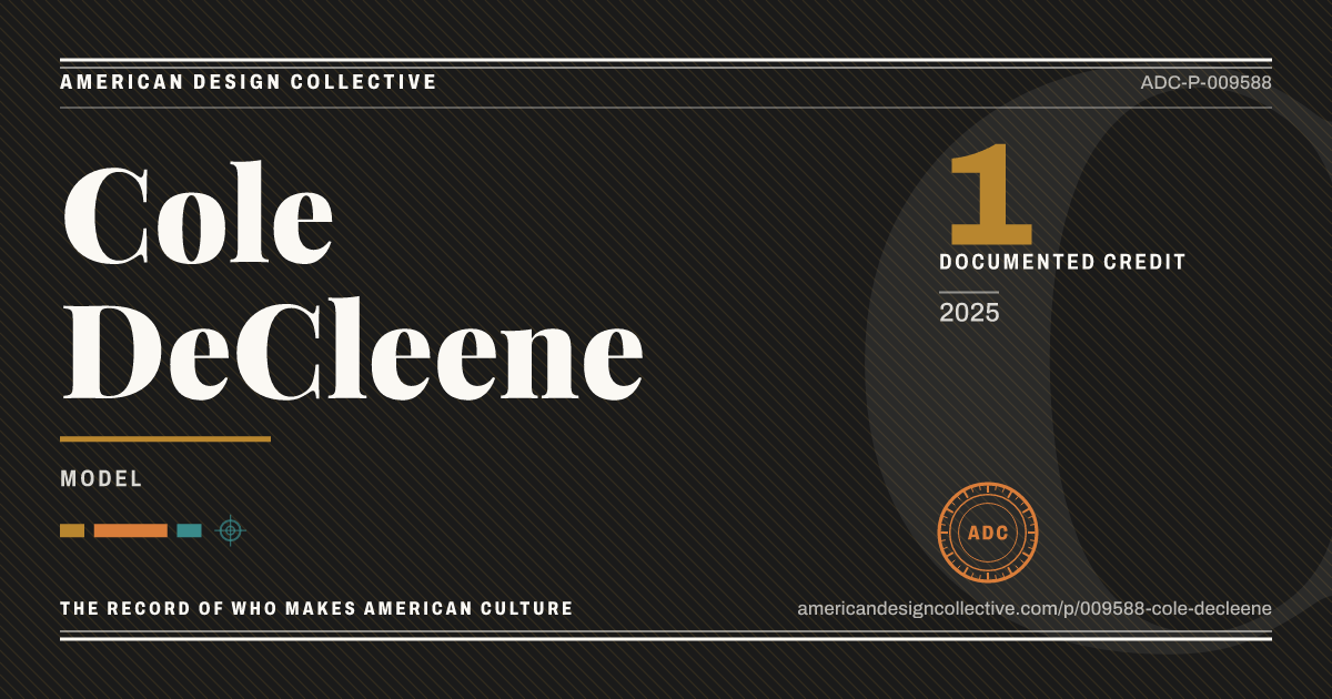 Registry card for Cole DeCleene: the ADC seal, Cole DeCleene, and how much is on record.