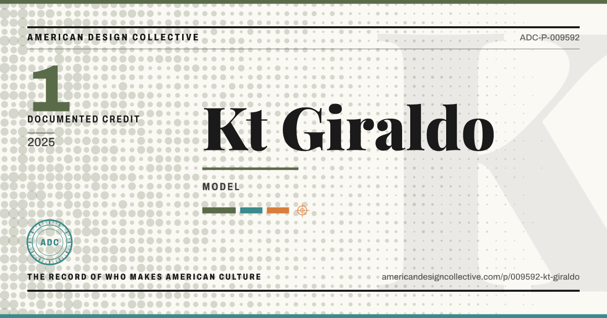 Registry card for Kt Giraldo: the ADC seal, Kt Giraldo, and how much is on record.