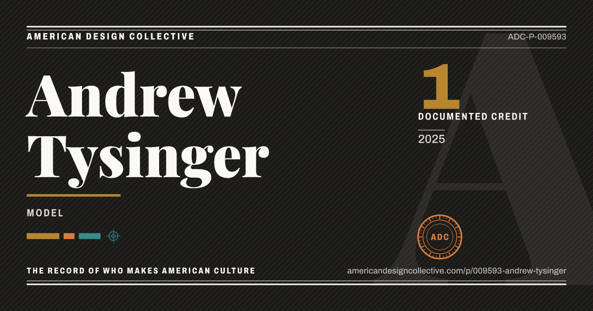 Registry card for Andrew Tysinger: the ADC seal, Andrew Tysinger, and how much is on record.