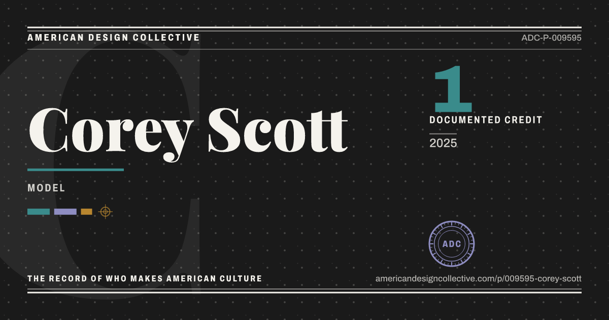 Registry card for Corey Scott: the ADC seal, Corey Scott, and how much is on record.