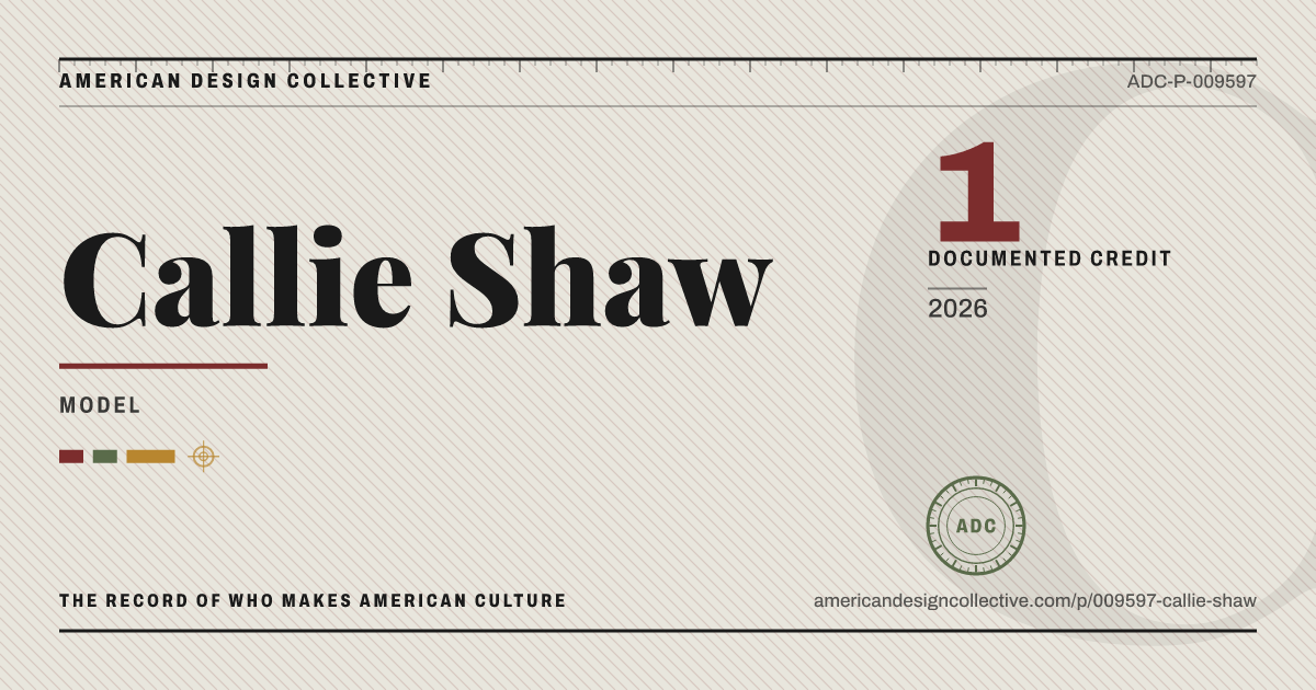 Registry card for Callie Shaw: the ADC seal, Callie Shaw, and how much is on record.