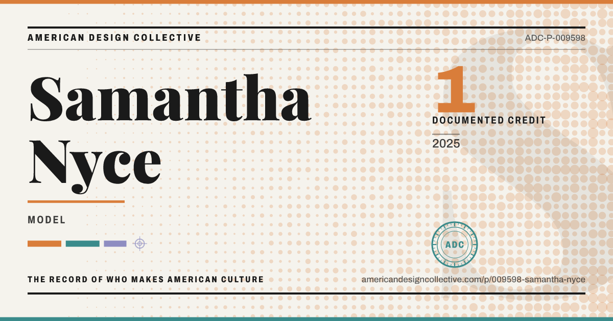 Registry card for Samantha Nyce: the ADC seal, Samantha Nyce, and how much is on record.