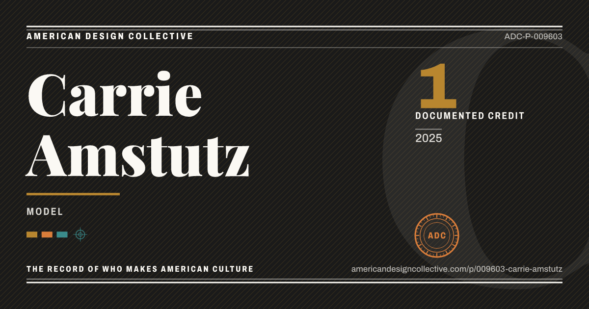 Registry card for Carrie Amstutz: the ADC seal, Carrie Amstutz, and how much is on record.