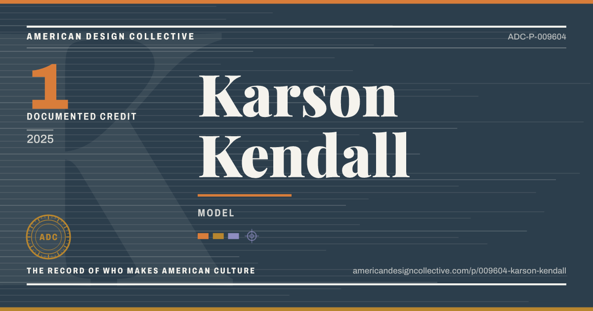 Registry card for Karson Kendall: the ADC seal, Karson Kendall, and how much is on record.