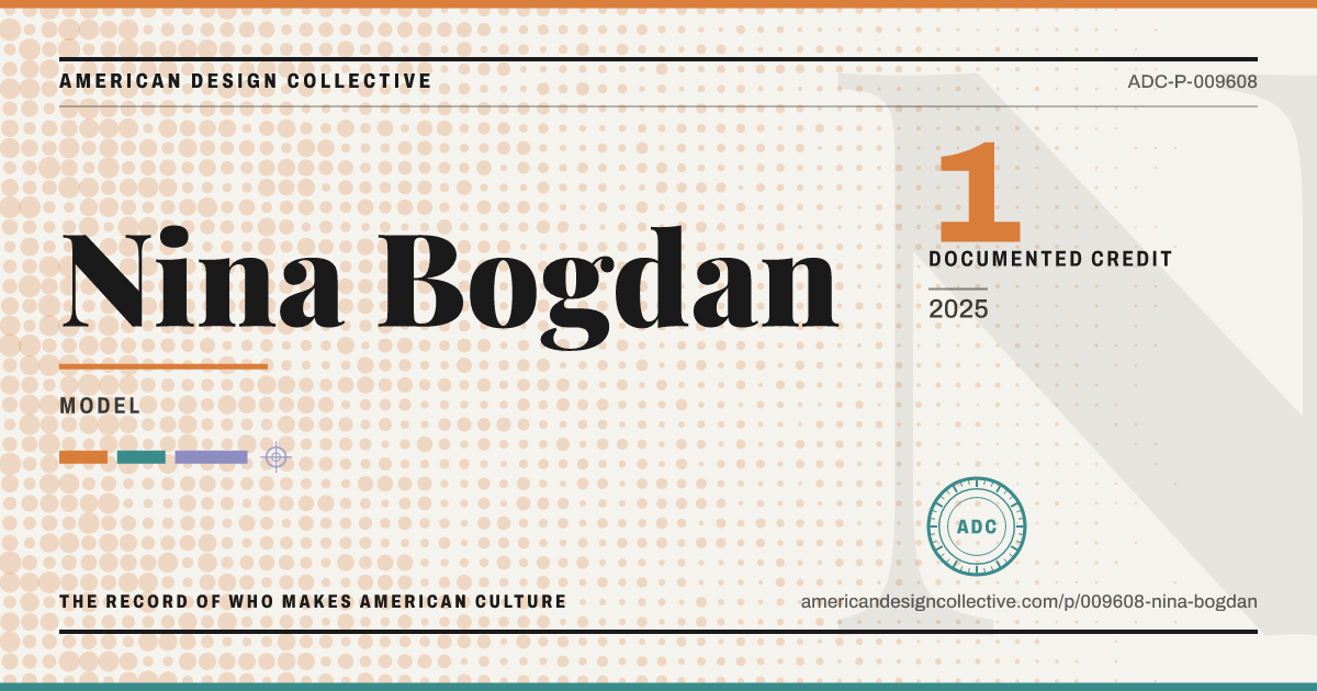 Registry card for Nina Bogdan: the ADC seal, Nina Bogdan, and how much is on record.
