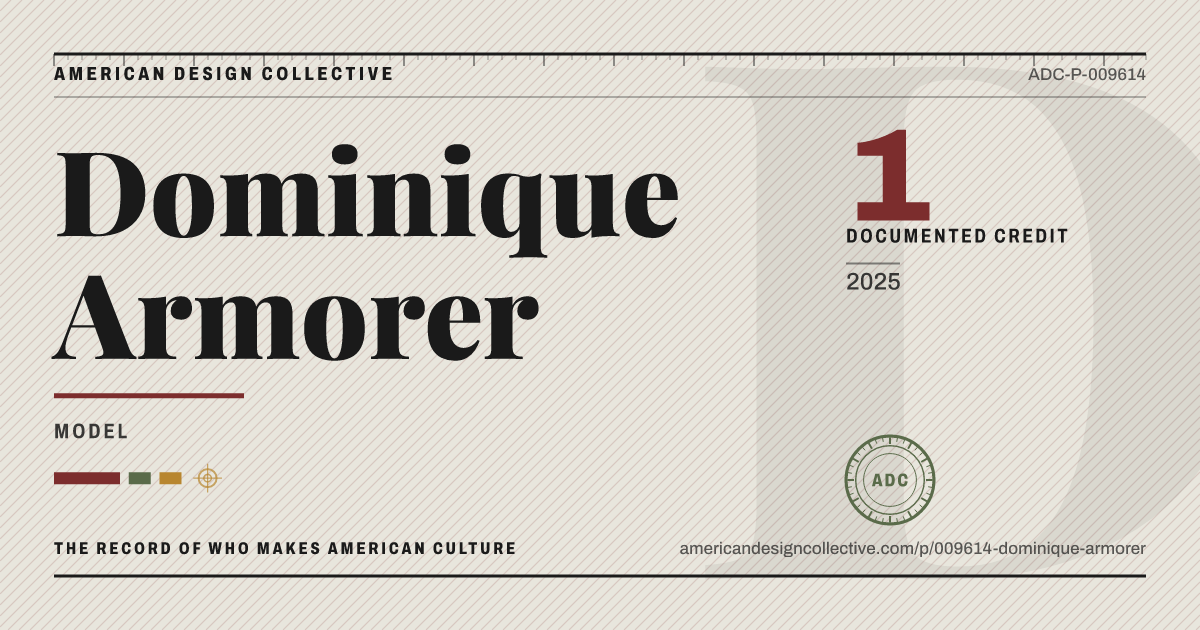 Registry card for Dominique Armorer: the ADC seal, Dominique Armorer, and how much is on record.