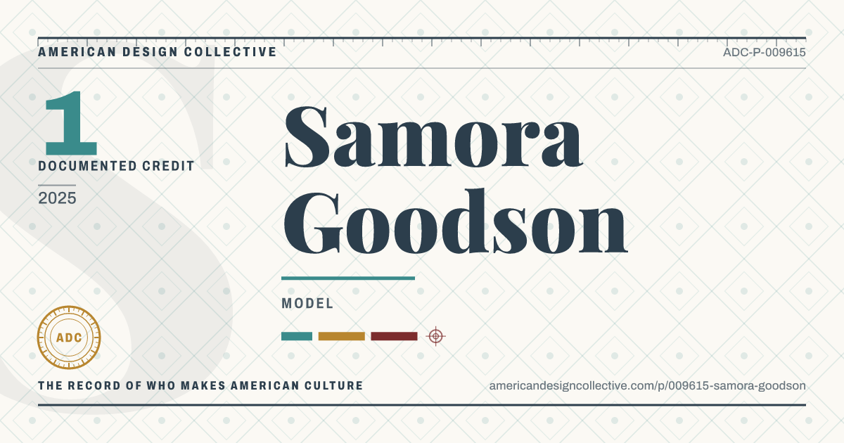 Registry card for Samora Goodson: the ADC seal, Samora Goodson, and how much is on record.