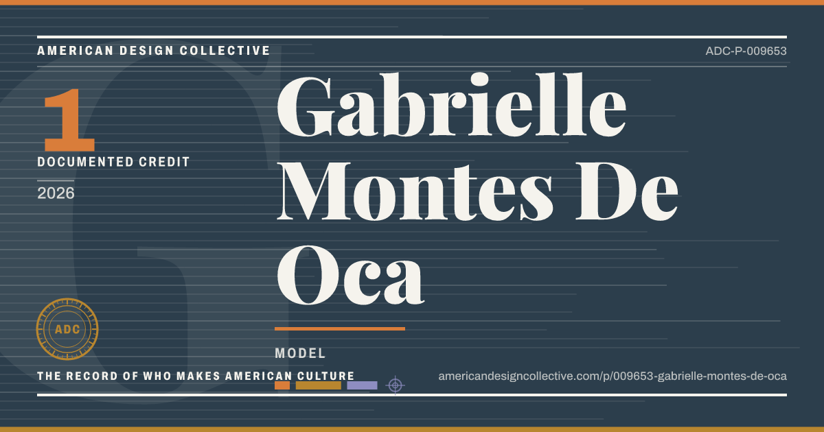 Registry card for Gabrielle Montes De Oca: the ADC seal, Gabrielle Montes De Oca, and how much is on record.