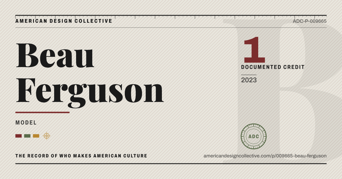 Registry card for Beau Ferguson: the ADC seal, Beau Ferguson, and how much is on record.