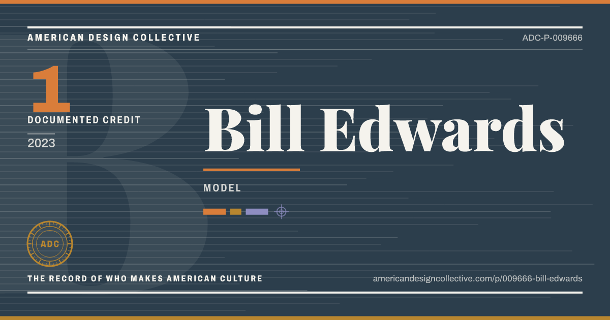 Registry card for Bill Edwards: the ADC seal, Bill Edwards, and how much is on record.