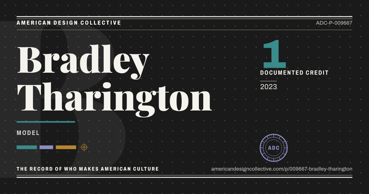 Registry card for Bradley Tharington: the ADC seal, Bradley Tharington, and how much is on record.