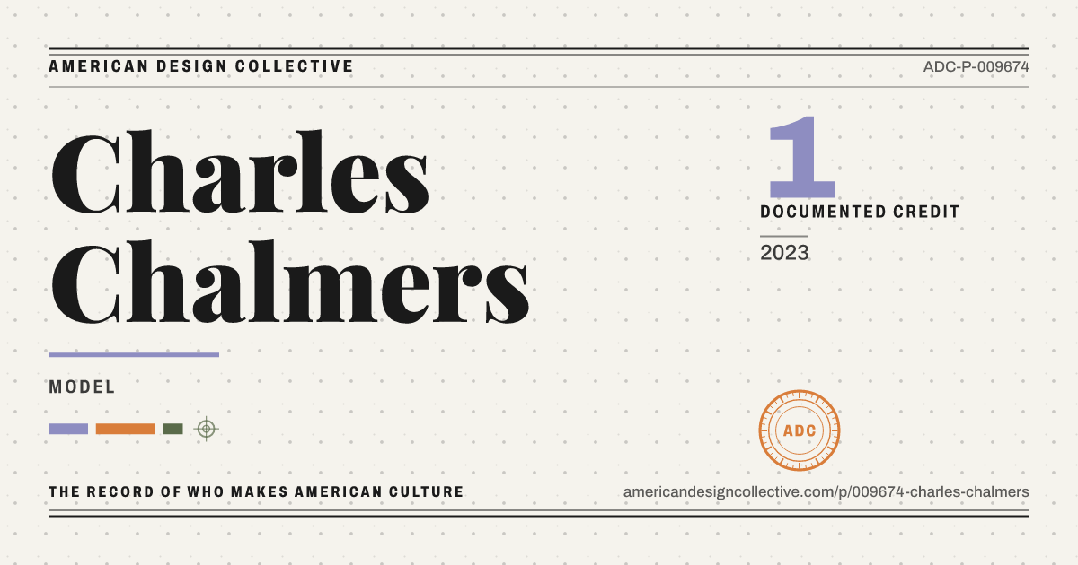 Registry card for Charles Chalmers: the ADC seal, Charles Chalmers, and how much is on record.
