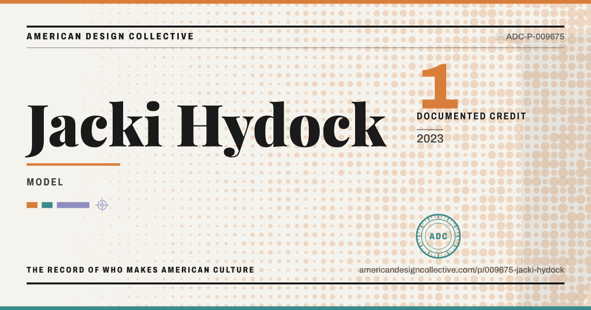 Registry card for Jacki Hydock: the ADC seal, Jacki Hydock, and how much is on record.