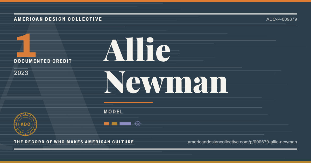 Registry card for Allie Newman: the ADC seal, Allie Newman, and how much is on record.