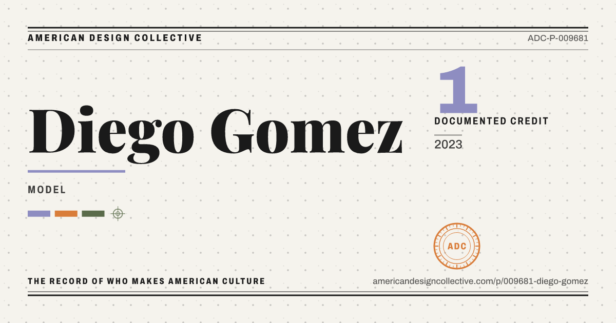 Registry card for Diego Gomez: the ADC seal, Diego Gomez, and how much is on record.