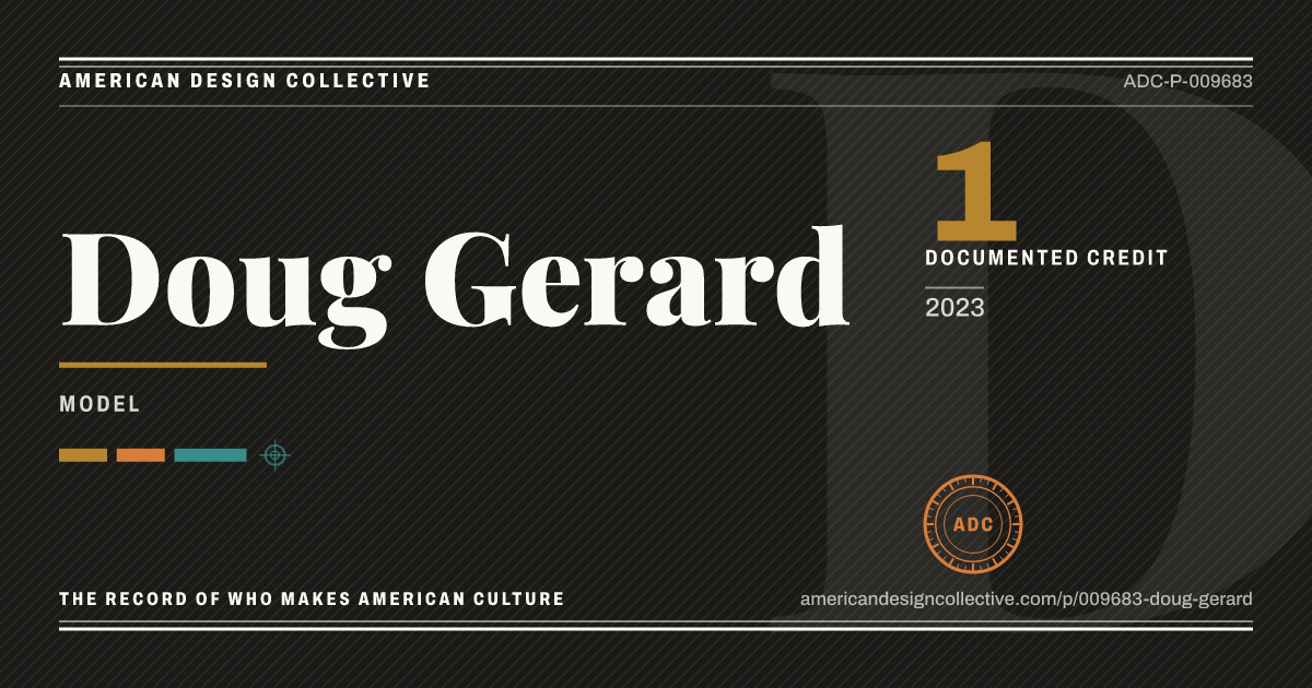 Registry card for Doug Gerard: the ADC seal, Doug Gerard, and how much is on record.