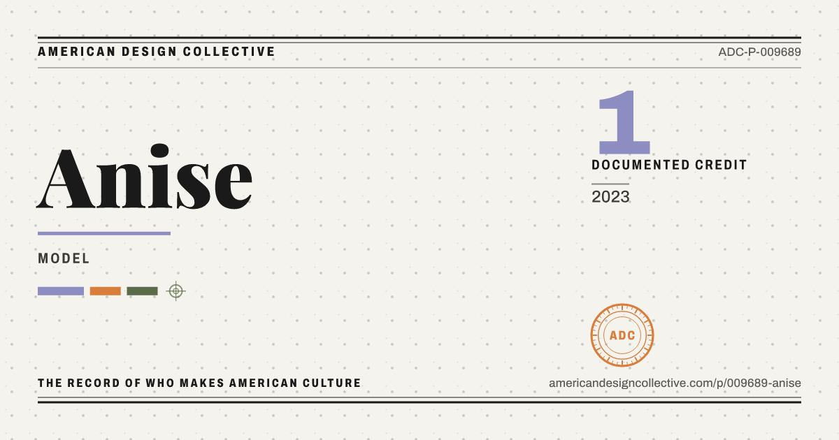 Registry card for Anise: the ADC seal, Anise, and how much is on record.