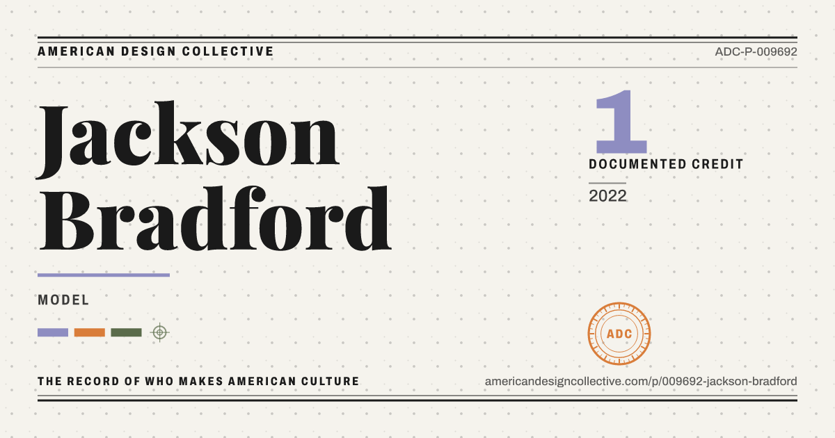 Registry card for Jackson Bradford: the ADC seal, Jackson Bradford, and how much is on record.