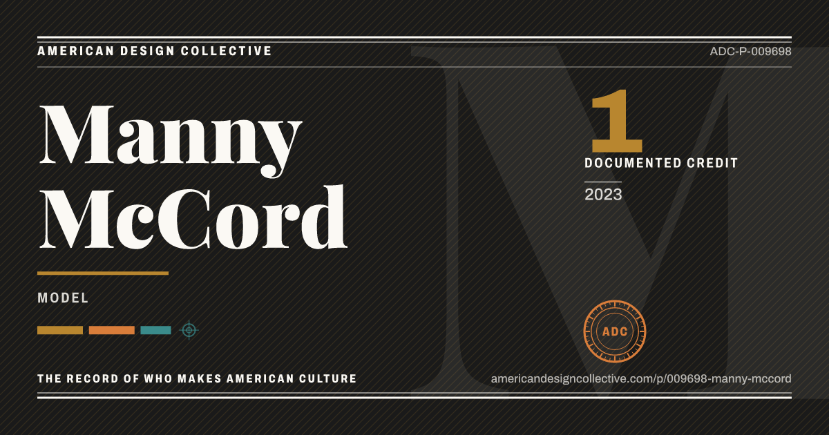 Registry card for Manny McCord: the ADC seal, Manny McCord, and how much is on record.