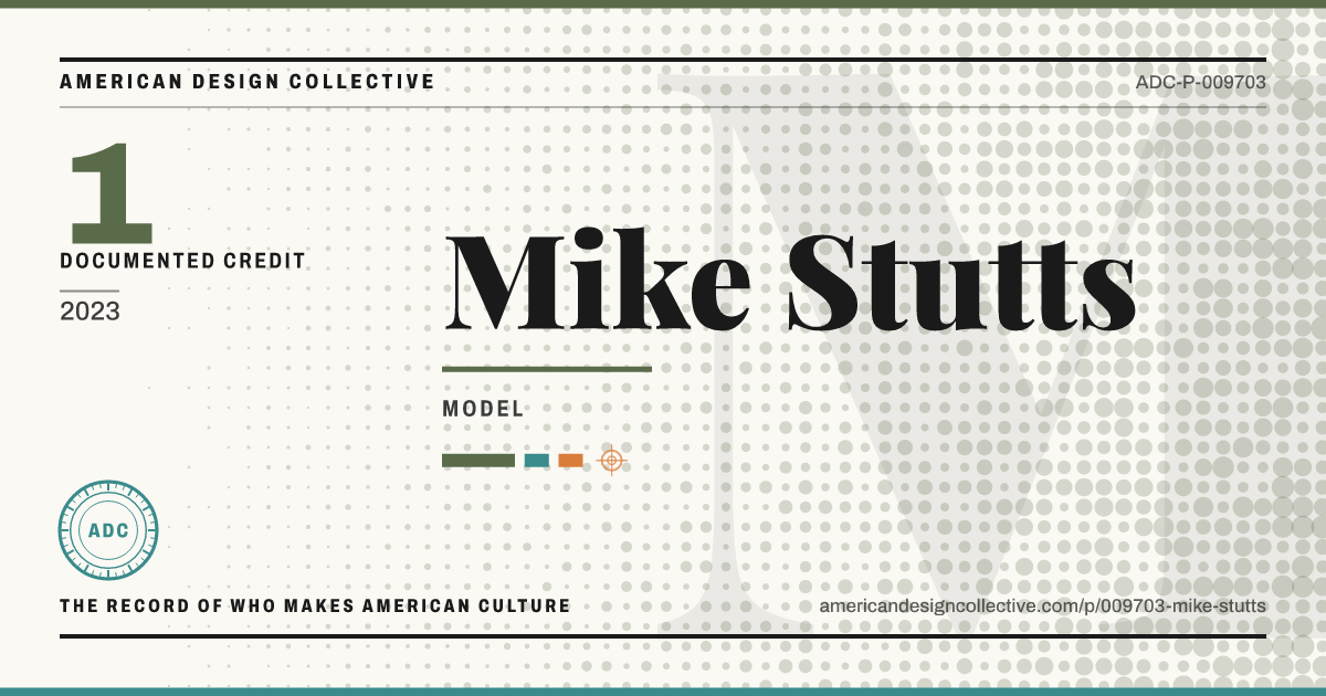 Registry card for Mike Stutts: the ADC seal, Mike Stutts, and how much is on record.