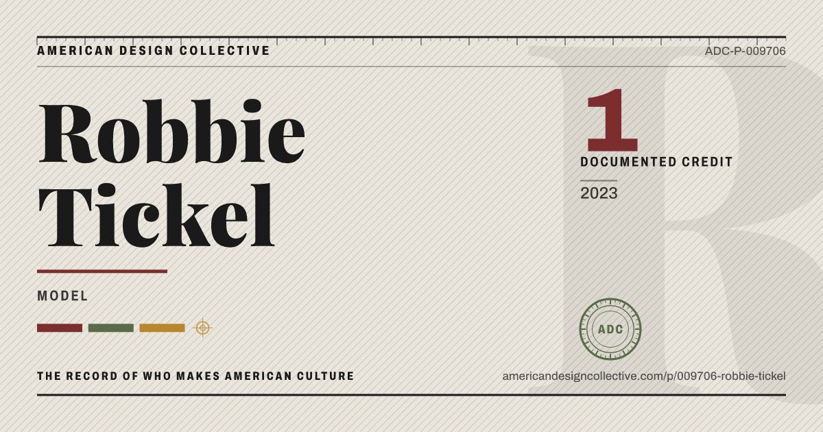 Registry card for Robbie Tickel: the ADC seal, Robbie Tickel, and how much is on record.