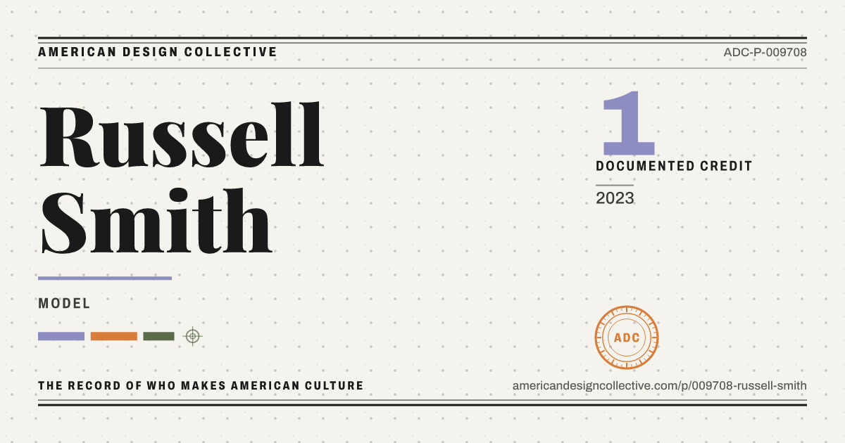 Registry card for Russell Smith: the ADC seal, Russell Smith, and how much is on record.