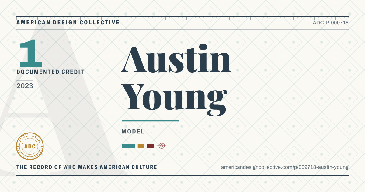Registry card for Austin Young: the ADC seal, Austin Young, and how much is on record.
