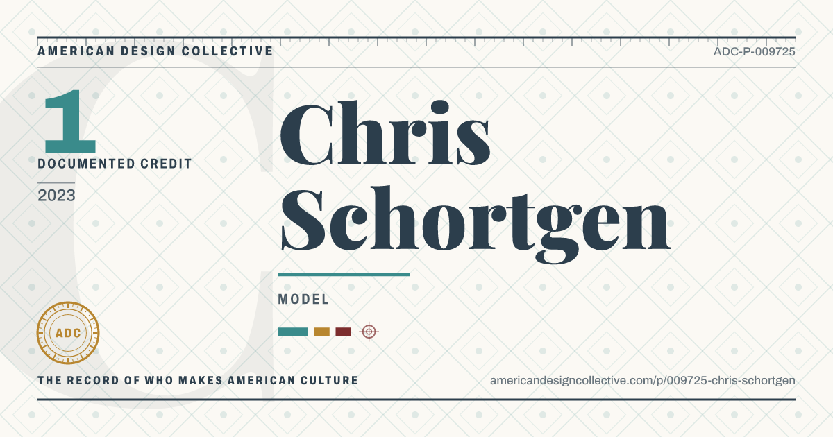 Registry card for Chris Schortgen: the ADC seal, Chris Schortgen, and how much is on record.