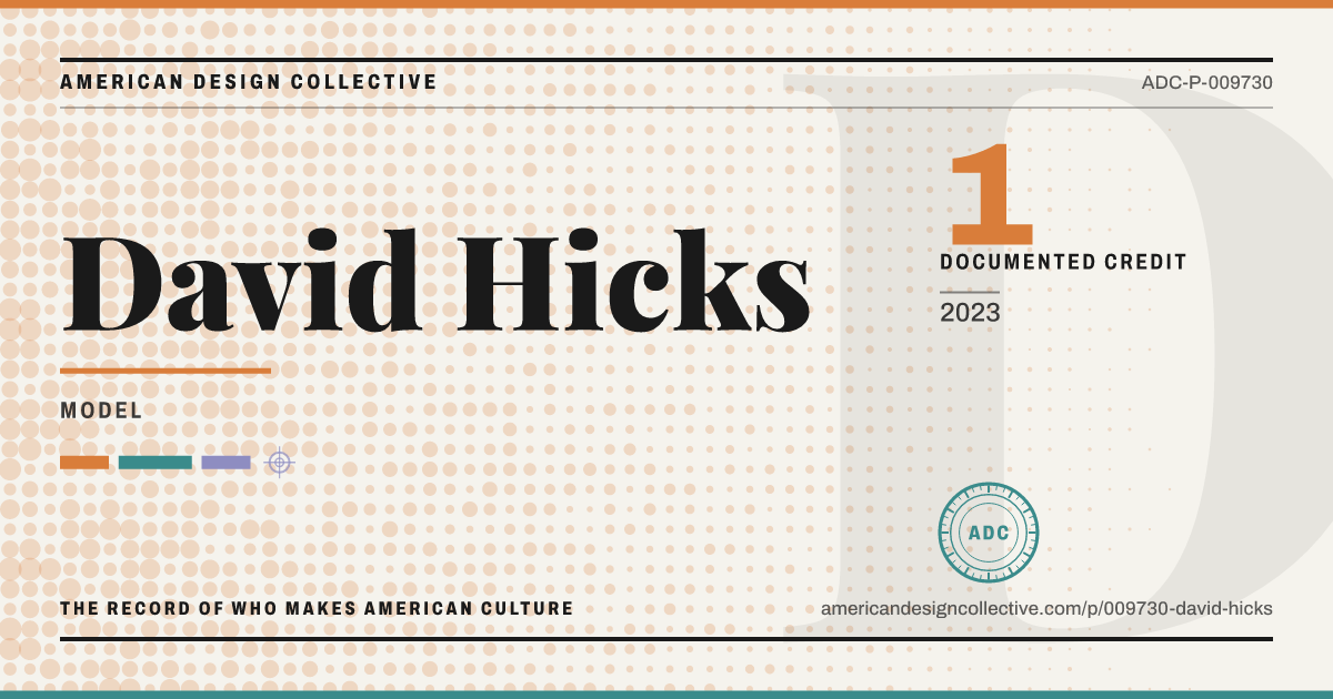 Registry card for David Hicks: the ADC seal, David Hicks, and how much is on record.