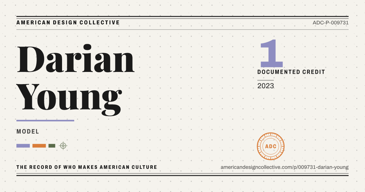 Registry card for Darian Young: the ADC seal, Darian Young, and how much is on record.